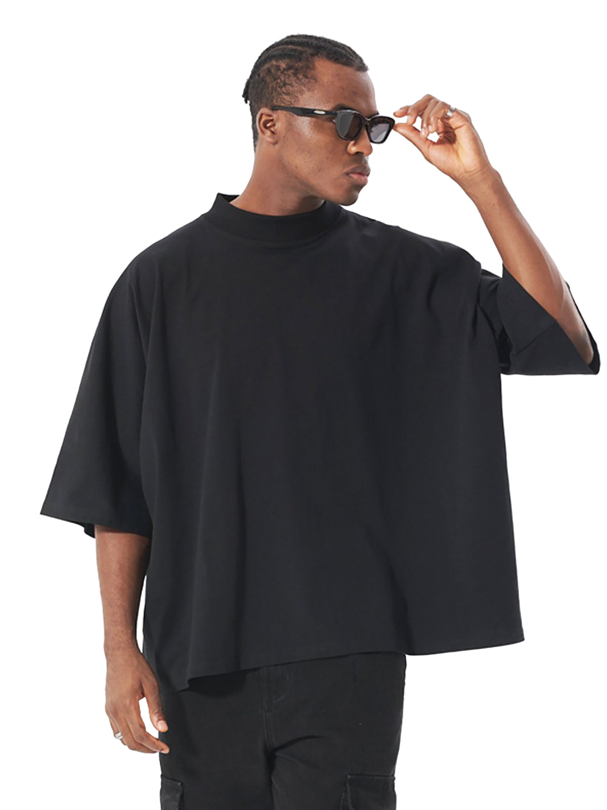 Black Over-Sized Seamless Sleeve Tee